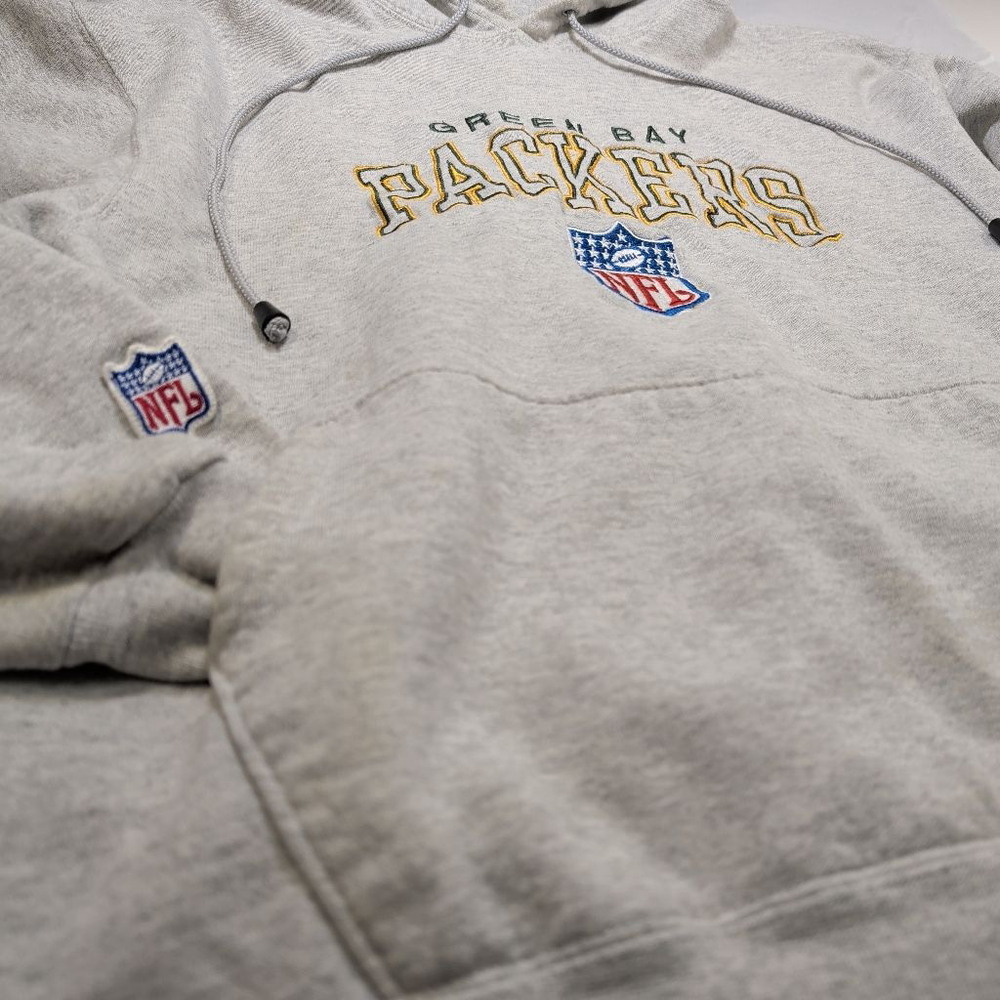 Men's Champion Green Bay Packers Gray Hoodie L - Picture 5 of 13